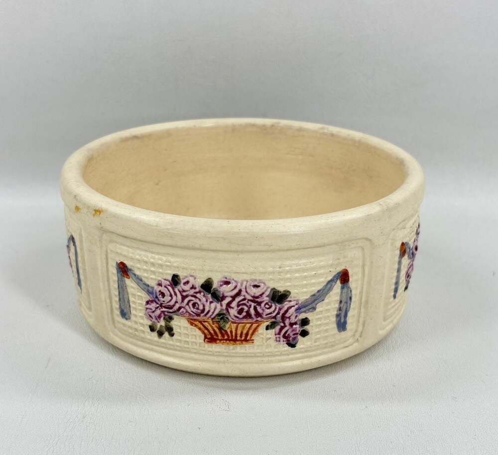 Weller Art Pottery DuPont Roma Pattern Embossed Floral Bowl